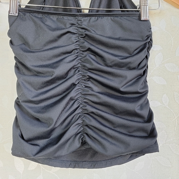 Athleta Harlow Black Halter Ruched Tankini Swim Top | Retro 90s Y2K Swimwear XS - Picture 8 of 16